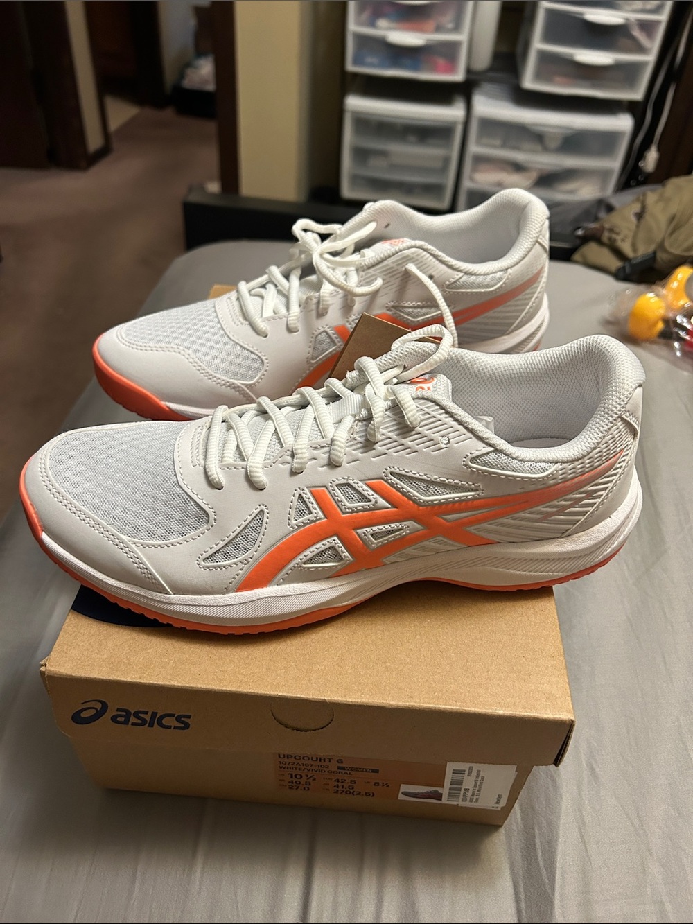 Asics Women's White and Orange Athletic Sneakers